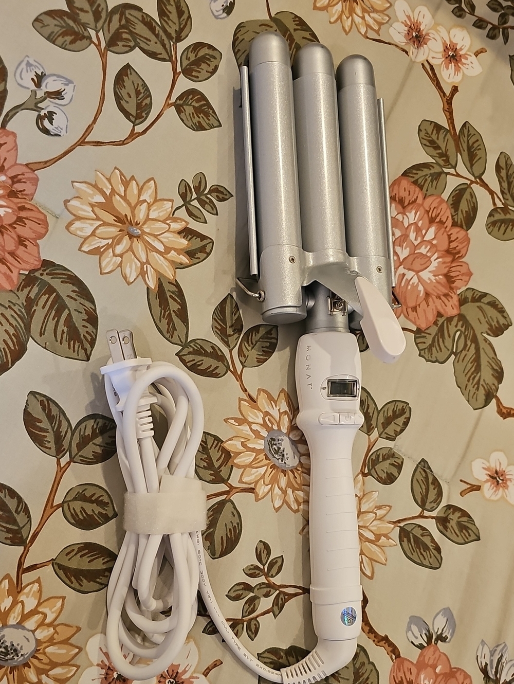 MONAT White and Silver Triple Barrel Waver - Professional Hair Styling Iron